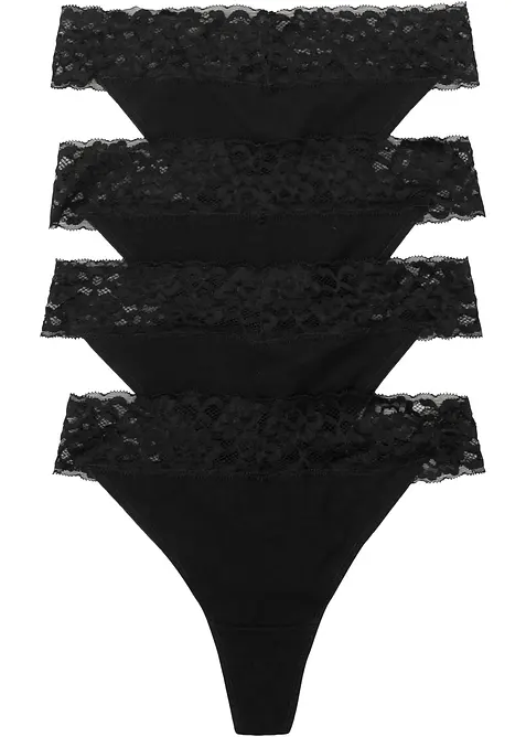 Stringtruse (4-pack) med bomull, bonprix