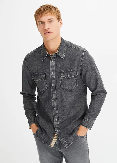 Denimskjorte i 100% bomull, bonprix