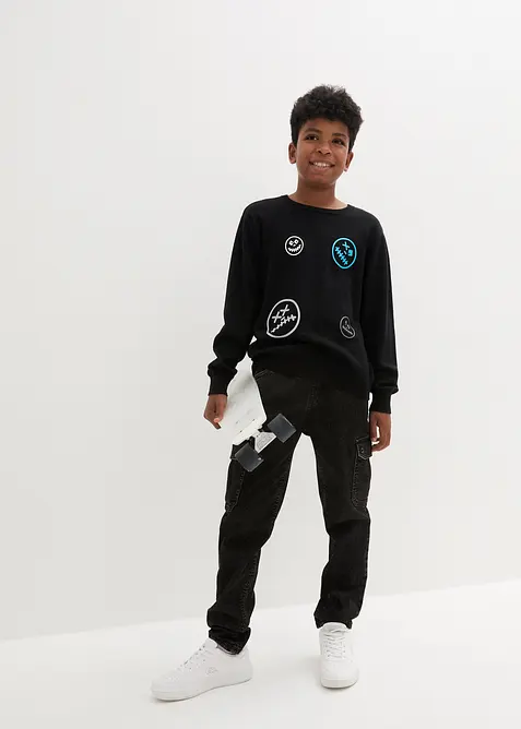 Finstrikket genser av 100% bomull, bonprix