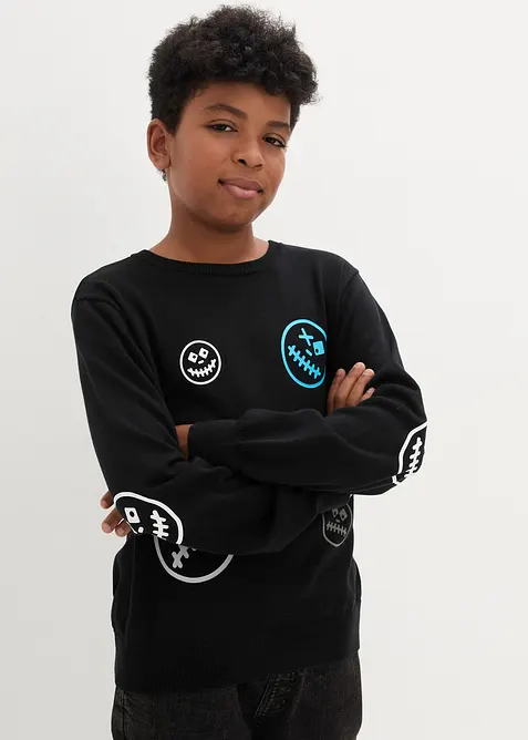 Finstrikket genser av 100% bomull, bonprix