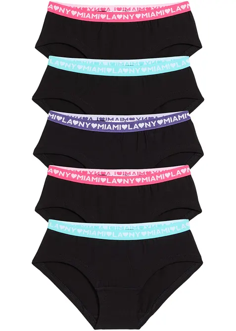 Truse med høy midje og myk, økologisk bomull (5-pack), bonprix