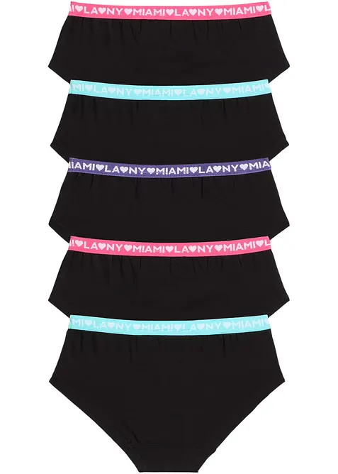 Truse med høy midje og myk, økologisk bomull (5-pack), bonprix