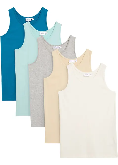 Singlet med myk bomull (5-pack), bonprix
