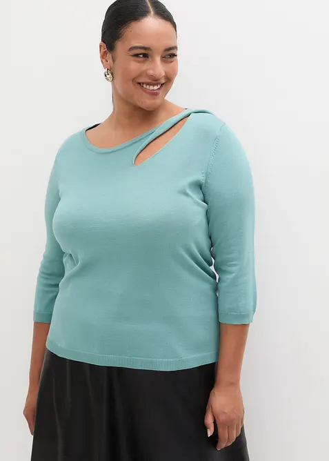 Finstrikket genser i viskosemiks, bonprix