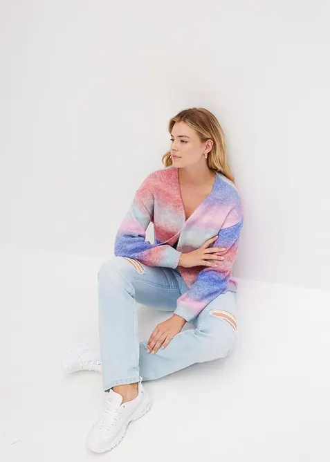 Grovstrikket jakke i myk ullmiks, bonprix