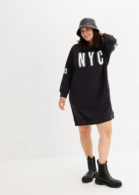 Sweatshirtkjole i ren økologisk bomull, bonprix