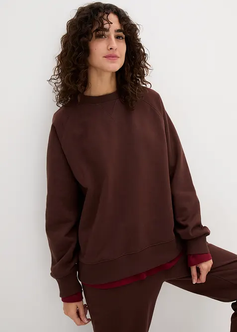 Oversized sweatshirt i formstabil, 100% økologisk bomull, bonprix
