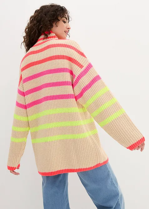Oversized genser med neonstriper, bonprix