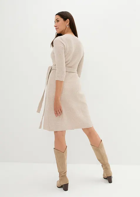 Sv&aelig;rt myk og strikket mammakjole med 3/4-lange ermer, bonprix