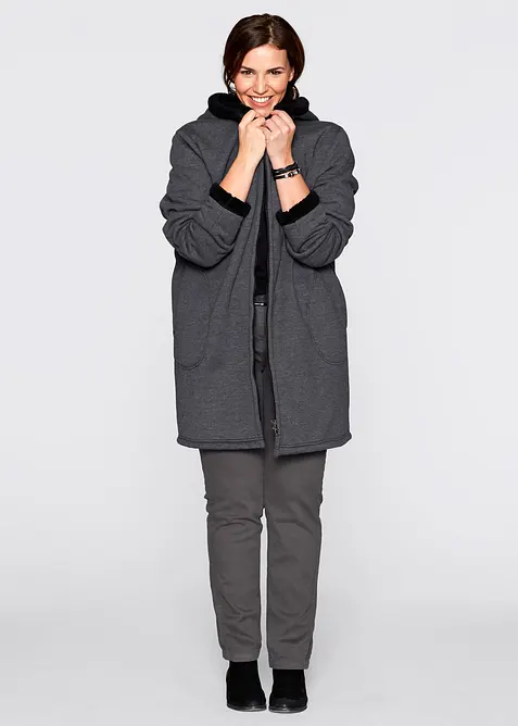 Sweatjakke med hette og teddypels, bonprix