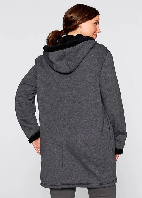 Sweatjakke med hette og teddypels, bonprix