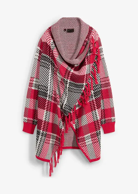 Lang strikkejakke med frynser, bonprix