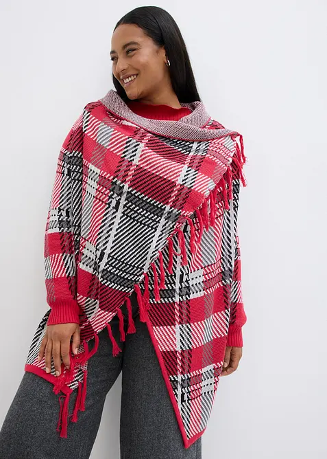 Lang strikkejakke med frynser, bonprix