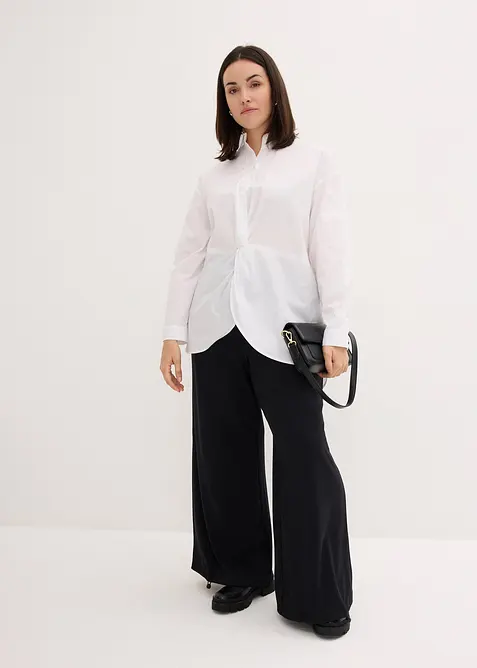 Bluse med forlenget bakstykke av 100% bomull, bonprix