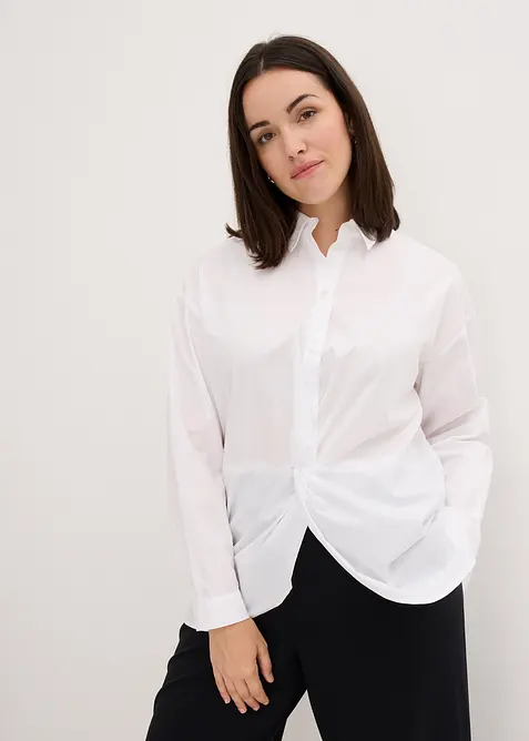 Bluse med forlenget bakstykke av 100% bomull, bonprix