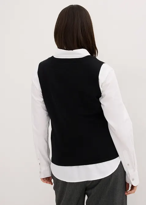 Finstrikket vest med knapper, bonprix