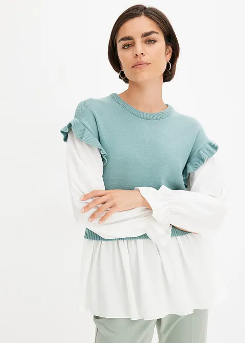 Genser med innfelt bluse, bonprix