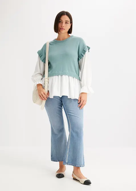 Genser med innfelt bluse, bonprix