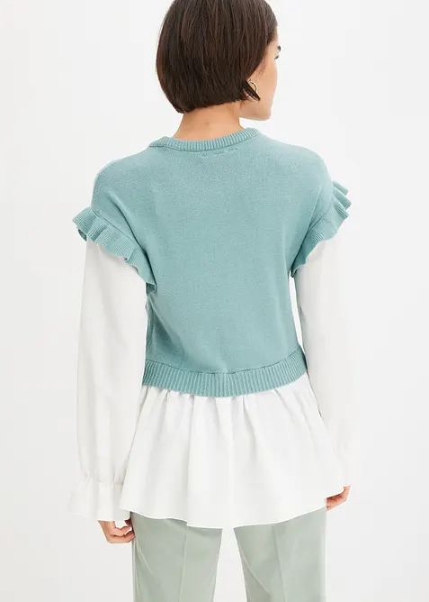 Genser med innfelt bluse, bonprix