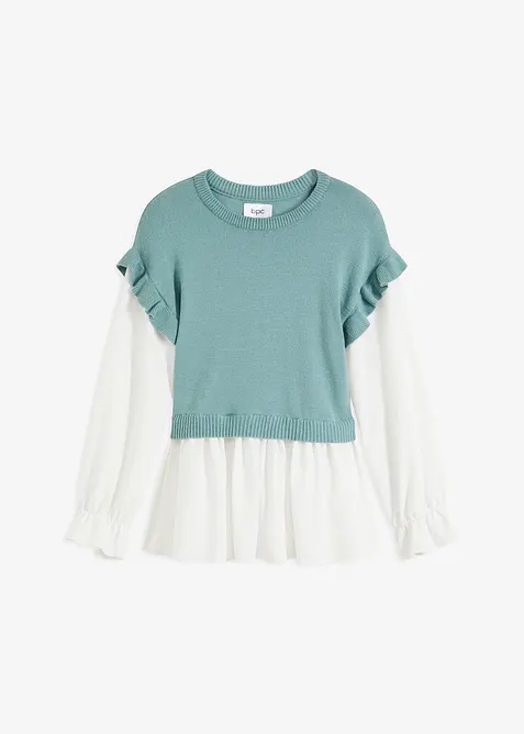 Genser med innfelt bluse, bonprix