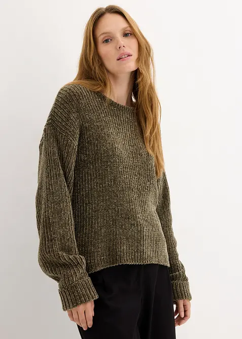 Oversized genser i myk chenille, bonprix