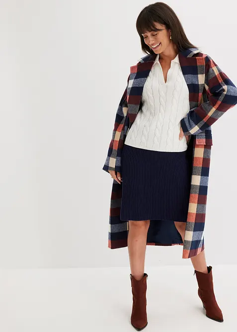 Oversized, kabelstrikket genser i myk bomull med kasjmir, bonprix