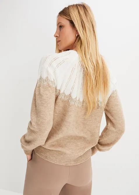 Strikkegenser med hullm&oslash;nster, bonprix