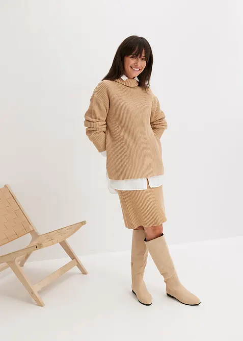 Høyhalset genser i 100% bomull, bonprix