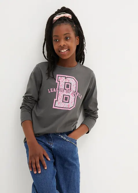 Langermet topp i ren økologisk bomull (3-pack), bonprix