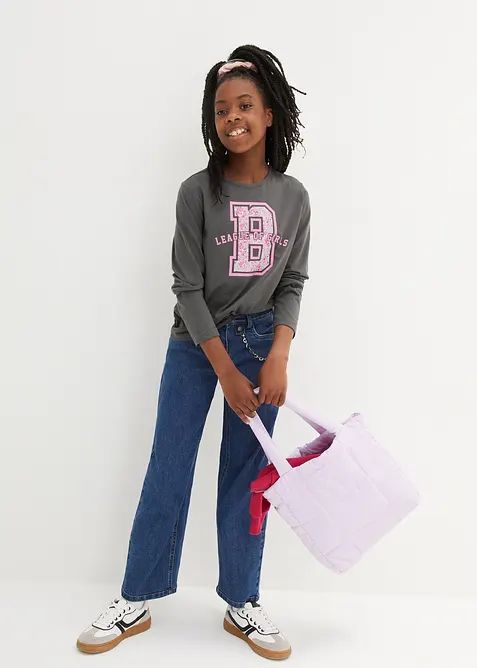 Langermet topp i ren økologisk bomull (3-pack), bonprix