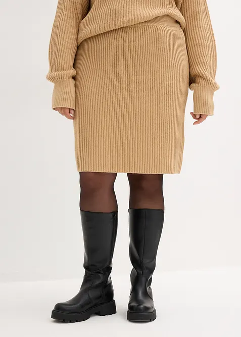 Strikket skjørt i ren bomull, bonprix