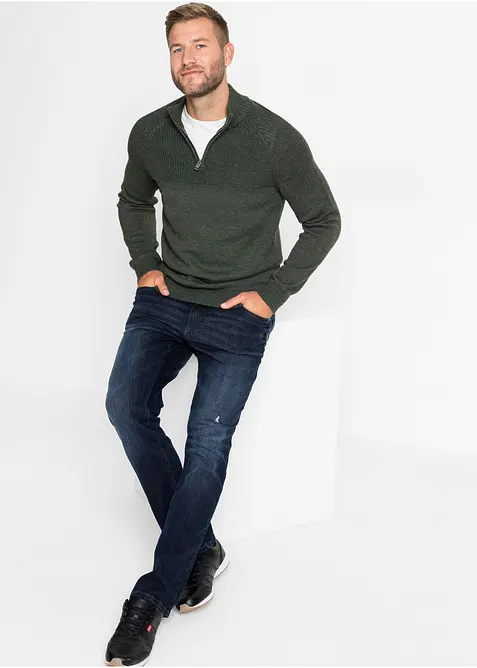 Half zip genser med myk bomull, bonprix