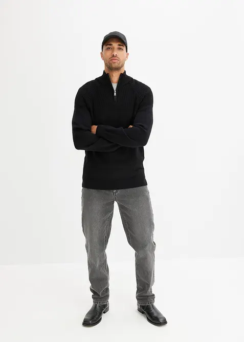 Half zip genser med myk bomull, bonprix
