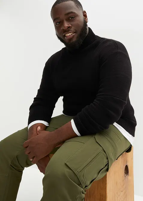 Genser med rullekrage og ribbekanter, bonprix