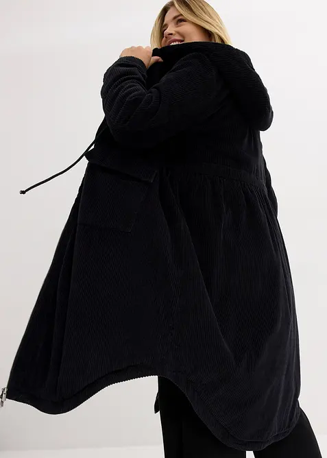 Cord-kåpe med hette med teddy-fleece, i ren bomull, bonprix