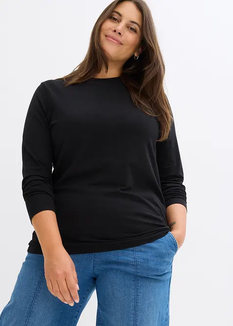 Langermet topp med &oslash;kologisk bomull (2-pack), bonprix