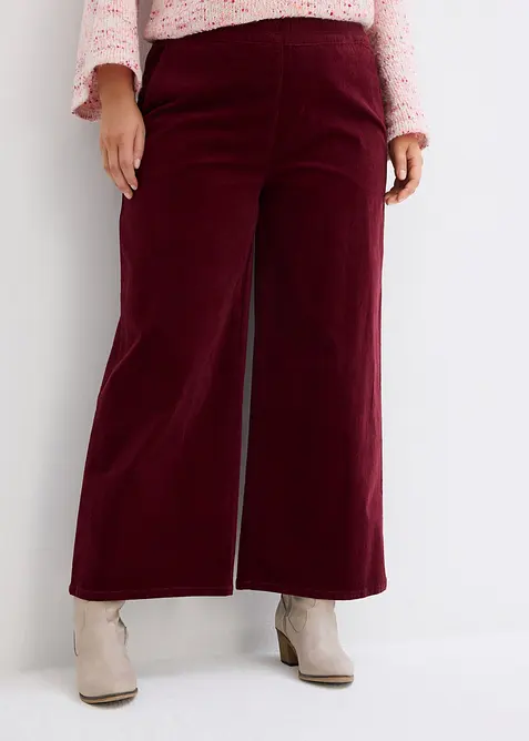 Kordfl&oslash;yelsbukse med komfortlinning, High Waist, bonprix