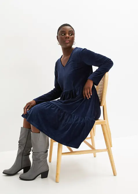 Minikjole i elastisk fl&oslash;yel, bonprix