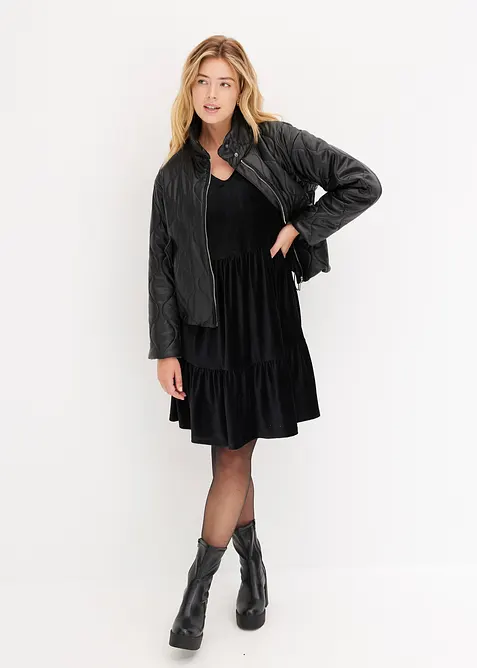 Minikjole i elastisk fl&oslash;yel, bonprix