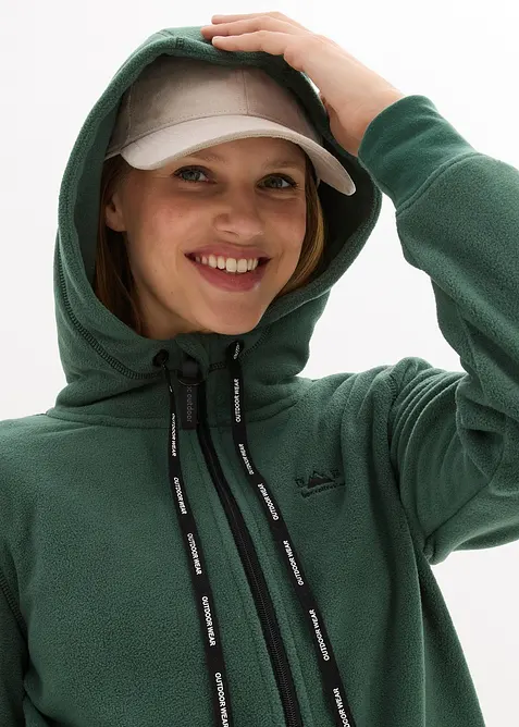 Fleecejakke med glidel&aring;slommer, bonprix