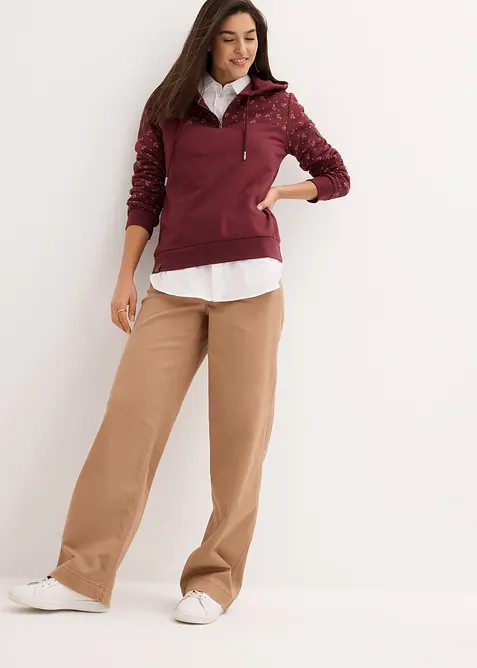 Hettegenser i 100% bomull med glidelås, bonprix