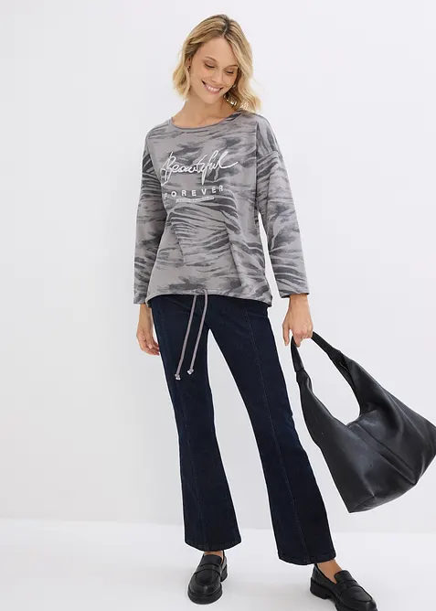 Langermet topp i bomullsmiks, bonprix