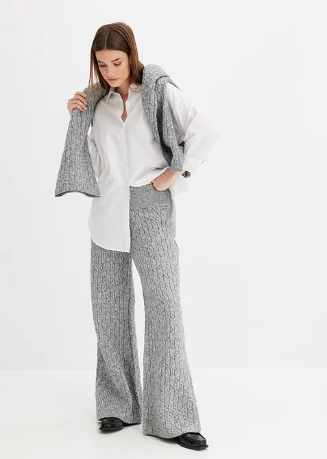 Strikket bukse med flettem&oslash;nster, bonprix