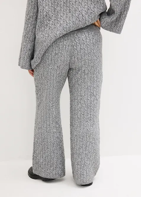 Strikket bukse med flettem&oslash;nster, bonprix