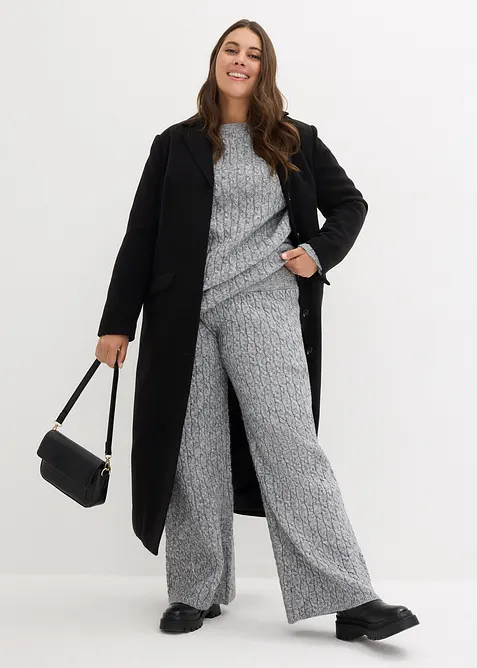 Strikket bukse med flettem&oslash;nster, bonprix