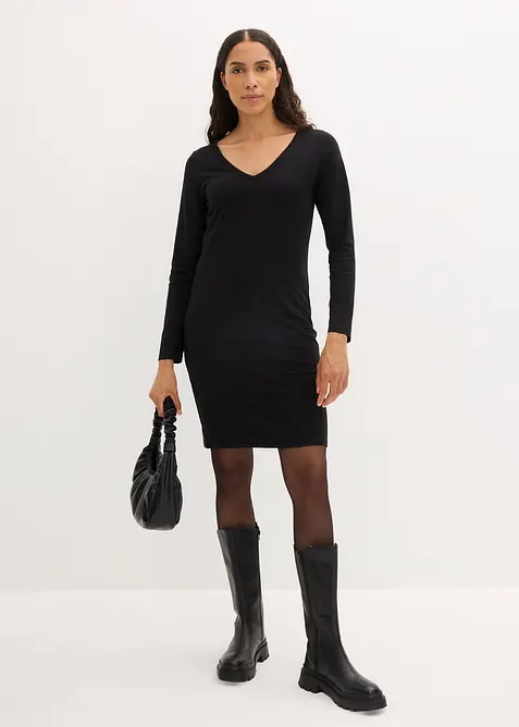 Jerseykjole med V-hals (2-pack), bonprix