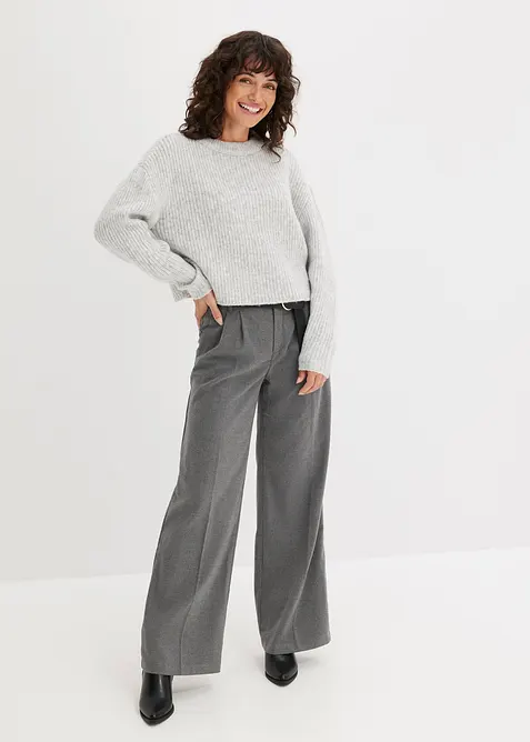 Grovstrikket genser i mykt materiale med ull, bonprix