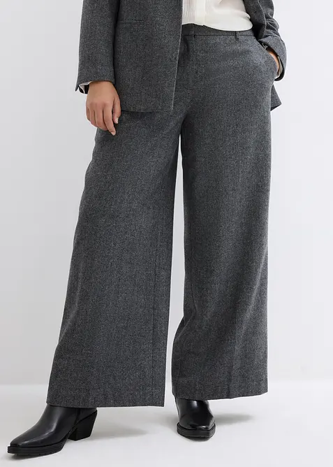 Bukse med ull og fiskebensmønster, bonprix