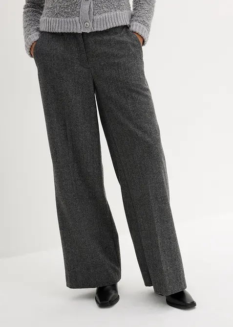 Bukse med ull og fiskebensmønster, bonprix