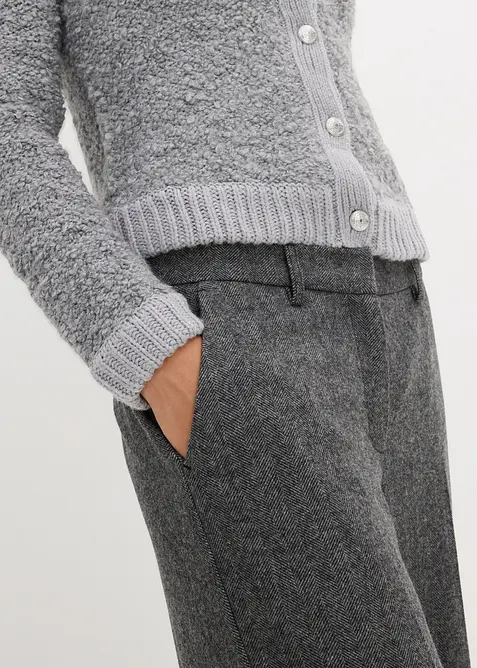 Bukse med ull og fiskebensm&oslash;nster, bonprix